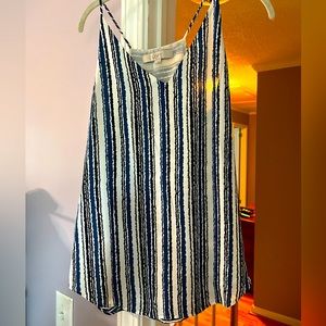 LOFT Size Small Cami Blue Black Gray Stripes